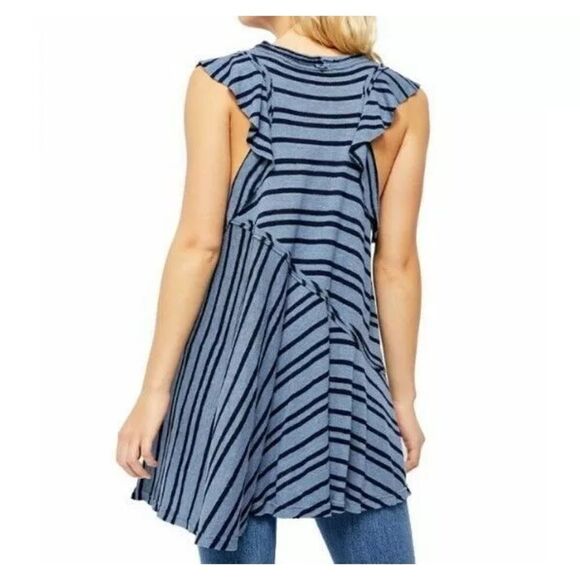 Free People Womens Between The Lines Tunic Blue Stripped Sweater Tunic Top Dress - Picture 2 of 5